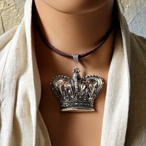 Iconic Ivana Ruzzo Designer Jewelry Silver Necklace Genuime Leather Boho